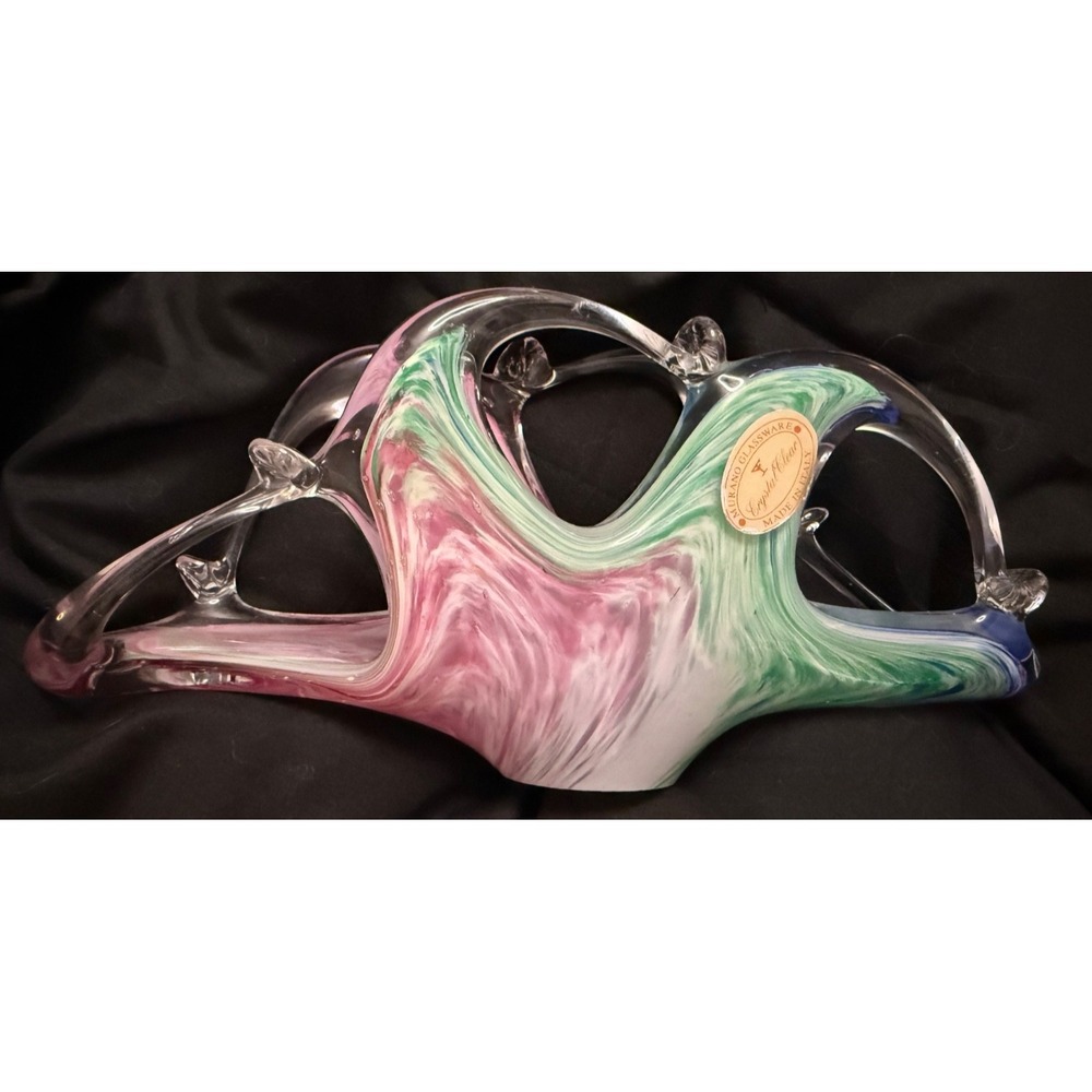Vintage Murano Handblown Stretch Art Glass Napkin/Letter Holder Italy EUC
